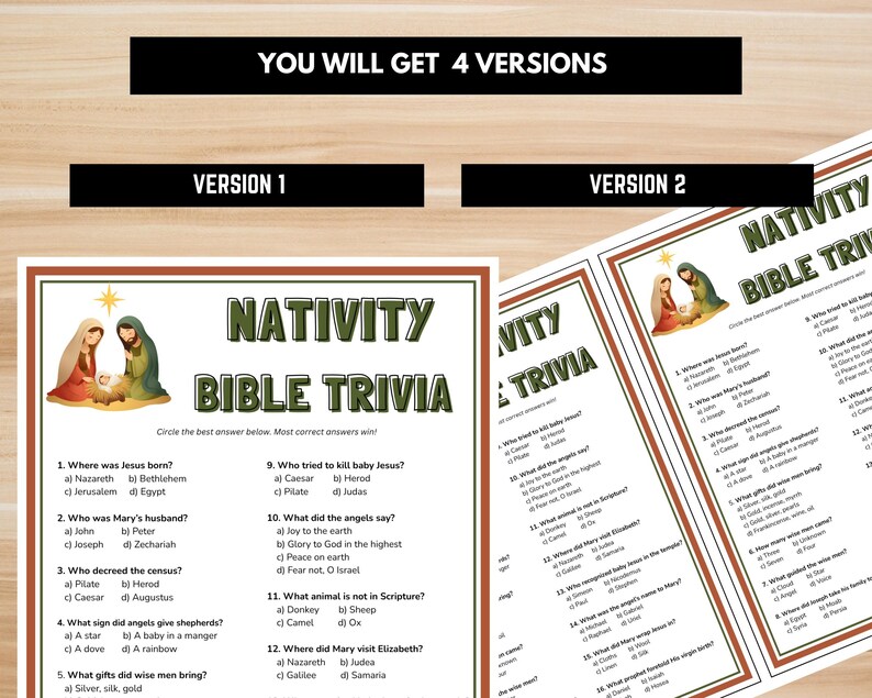 Christmas and the Nativity in the Bible Trivia Game Printable ...