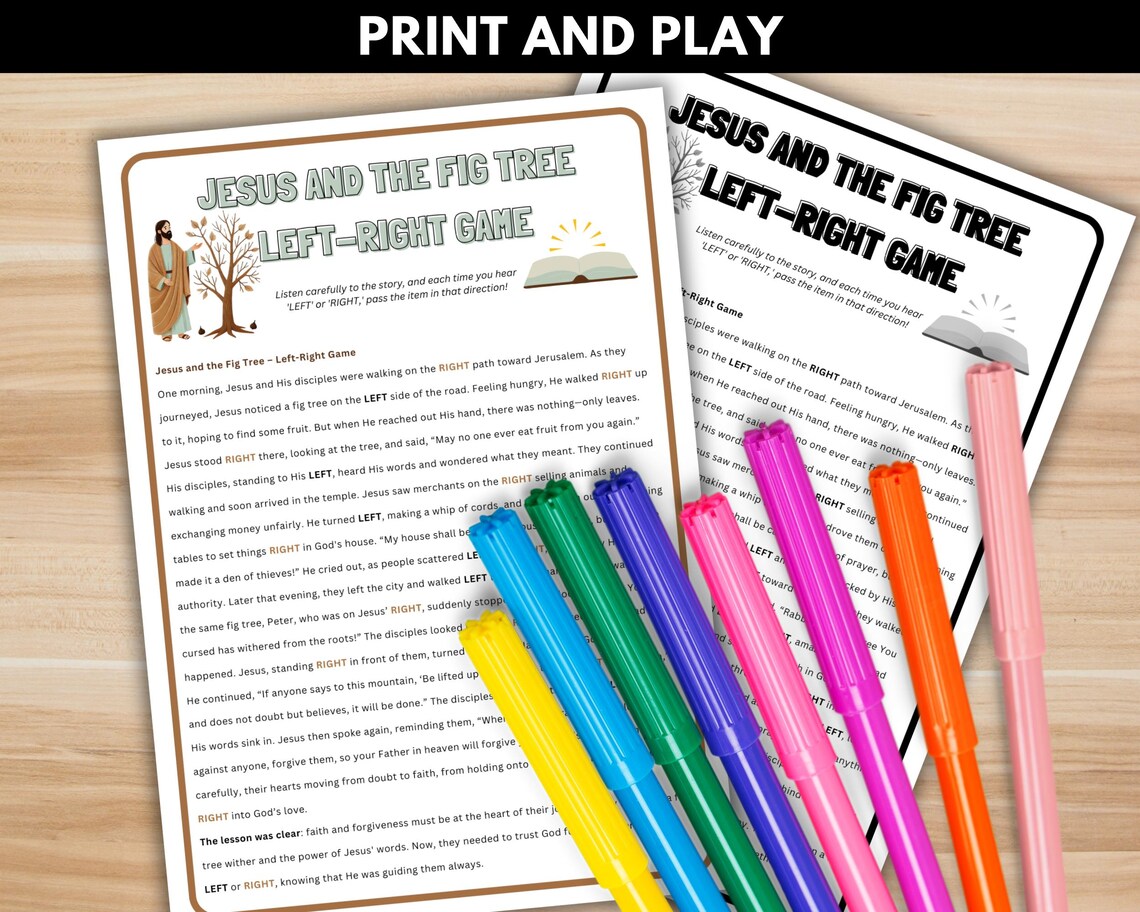 Jesus and the Fig Tree Left Right Game - Bible Story Game - Christian ...