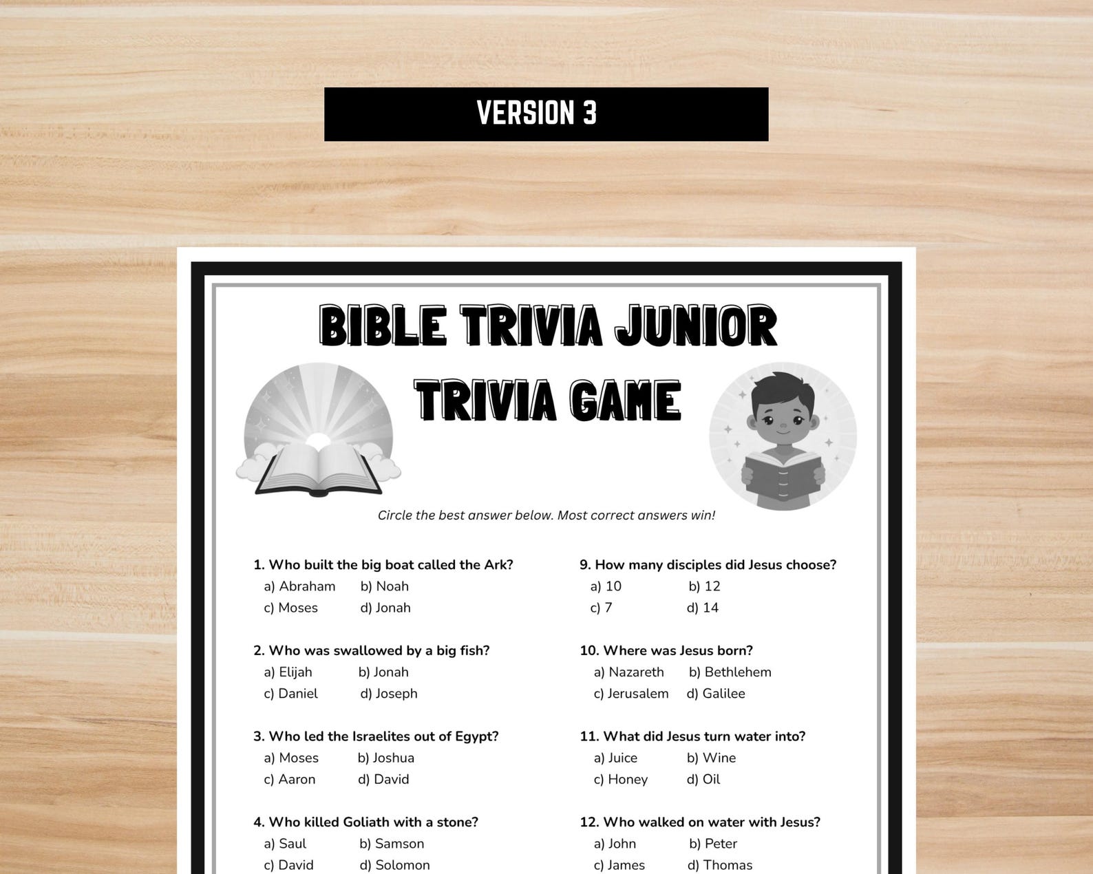 Bible Trivia Junior Game Printable – Easy Bible Quiz for Kids ...