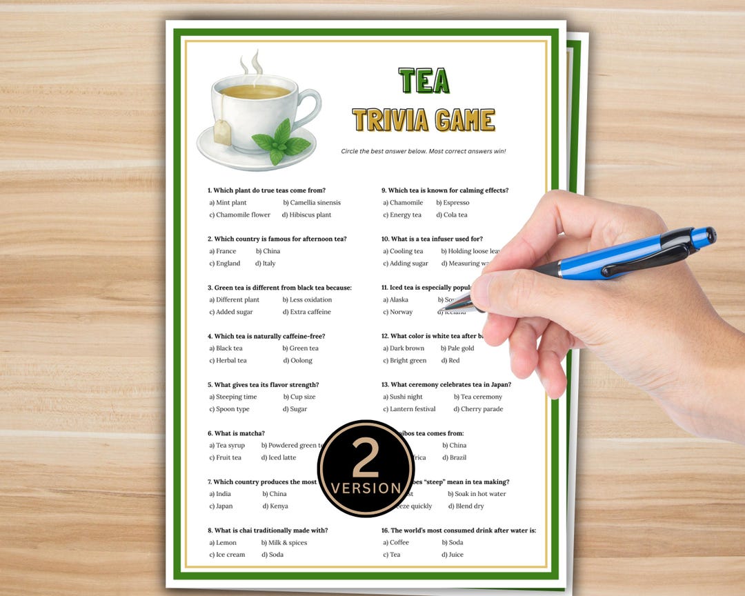 High Tea Trivia Tea Trivia Game Printable, Tea Quiz Kids Adults, Pub Trivia Night ...