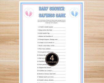 Baby Shower Sayings Game Printable | Fun Baby Shower Game | Fill in the Blank Baby Shower Activity | Instant Download Baby Game