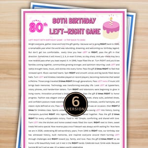 80th Birthday Left Right Game, Printable Party Game, Born in 1946, Pass the Present, Fun Game for Adults, Instant Download Birthday pdf