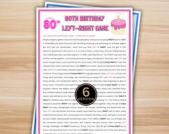 80th Birthday Left Right Game, Printable Party Game, Born in 1946, Pass the Present, Fun Game for Adults, Instant Download Birthday pdf