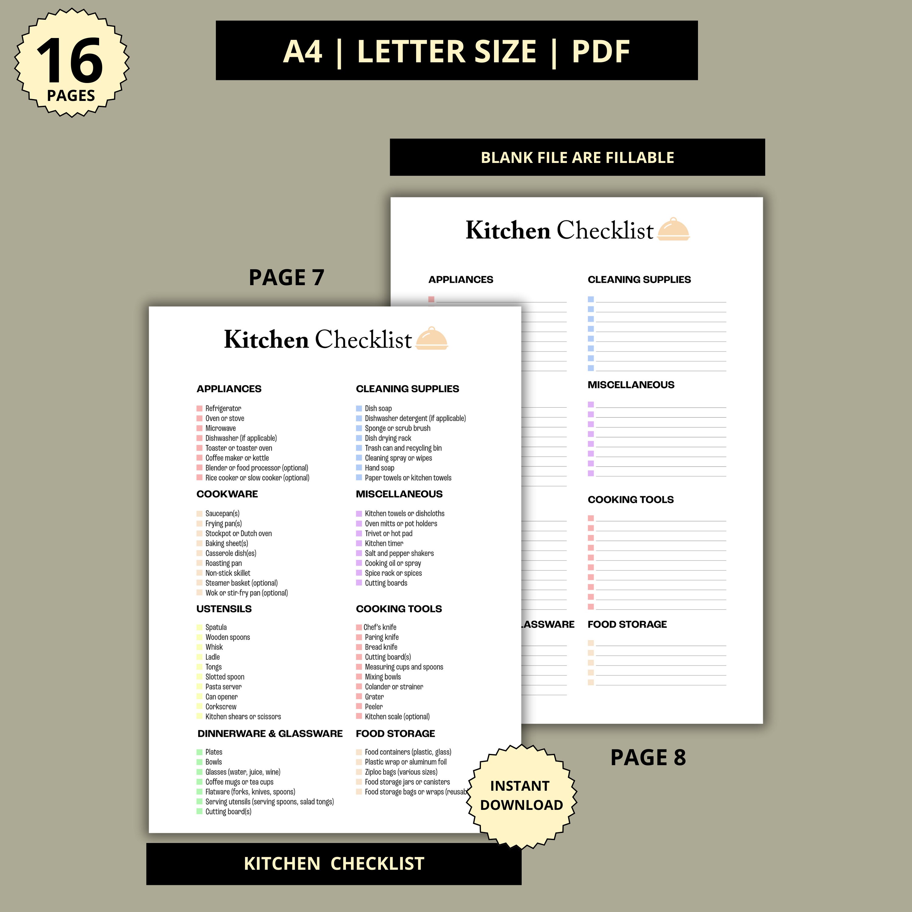New Home Checklist Bundle, Printable New Apartment Checklist, First ...