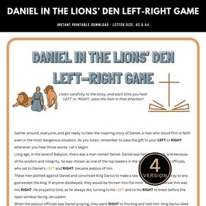 Daniel in the Lions’ Den Left Right Game | Printable Bible Study Game for Sunday School, Church Party, Christian Group Activity