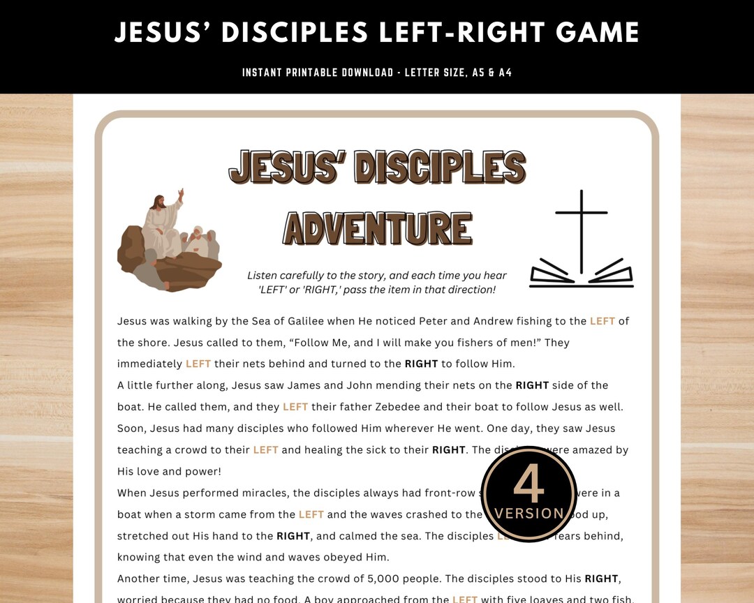 Jesus' Disciples Left Right Game - Printable Bible Activity for Sunday ...