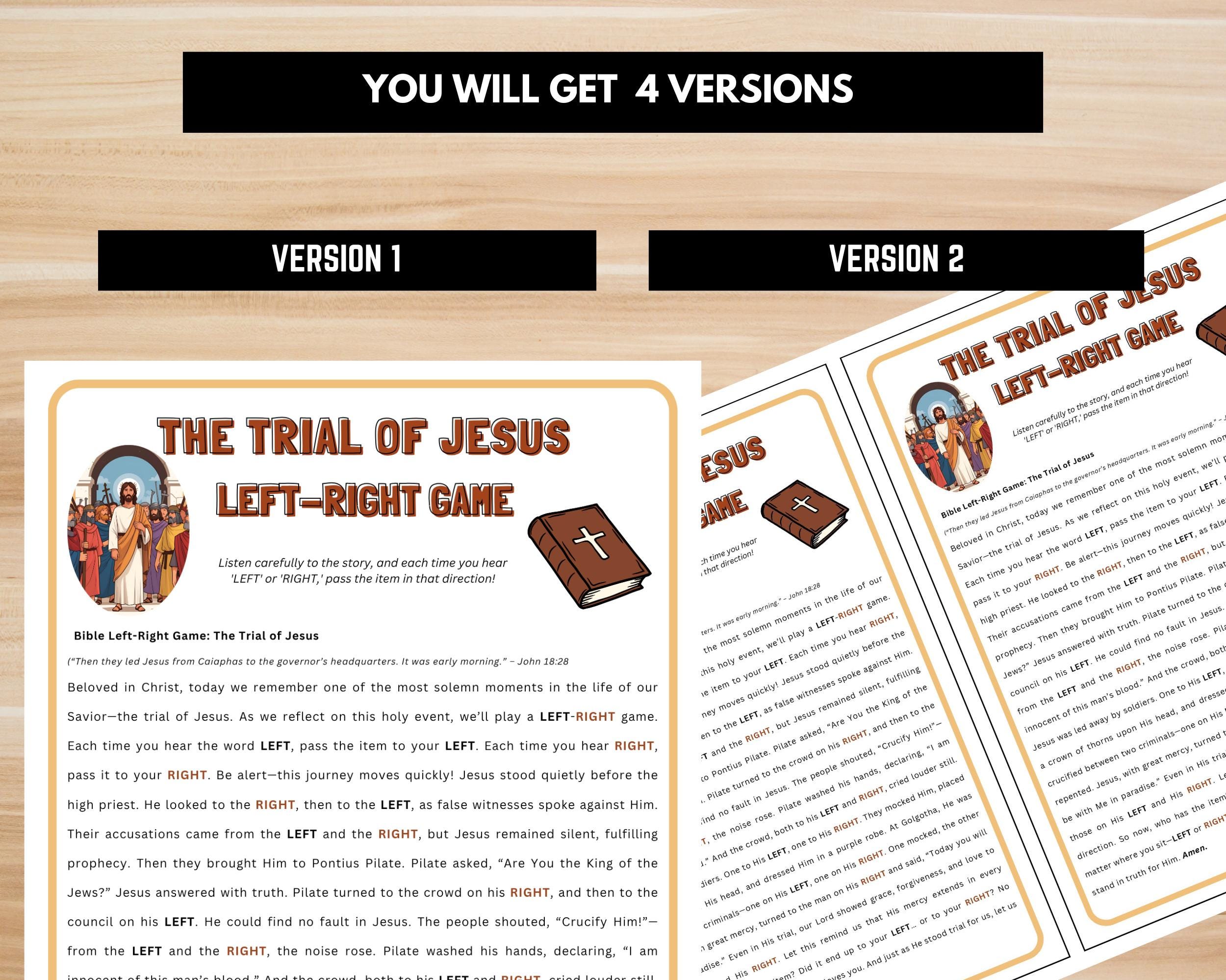 Bible Left Right Game Printable | the Trial of Jesus | Christian Gift ...
