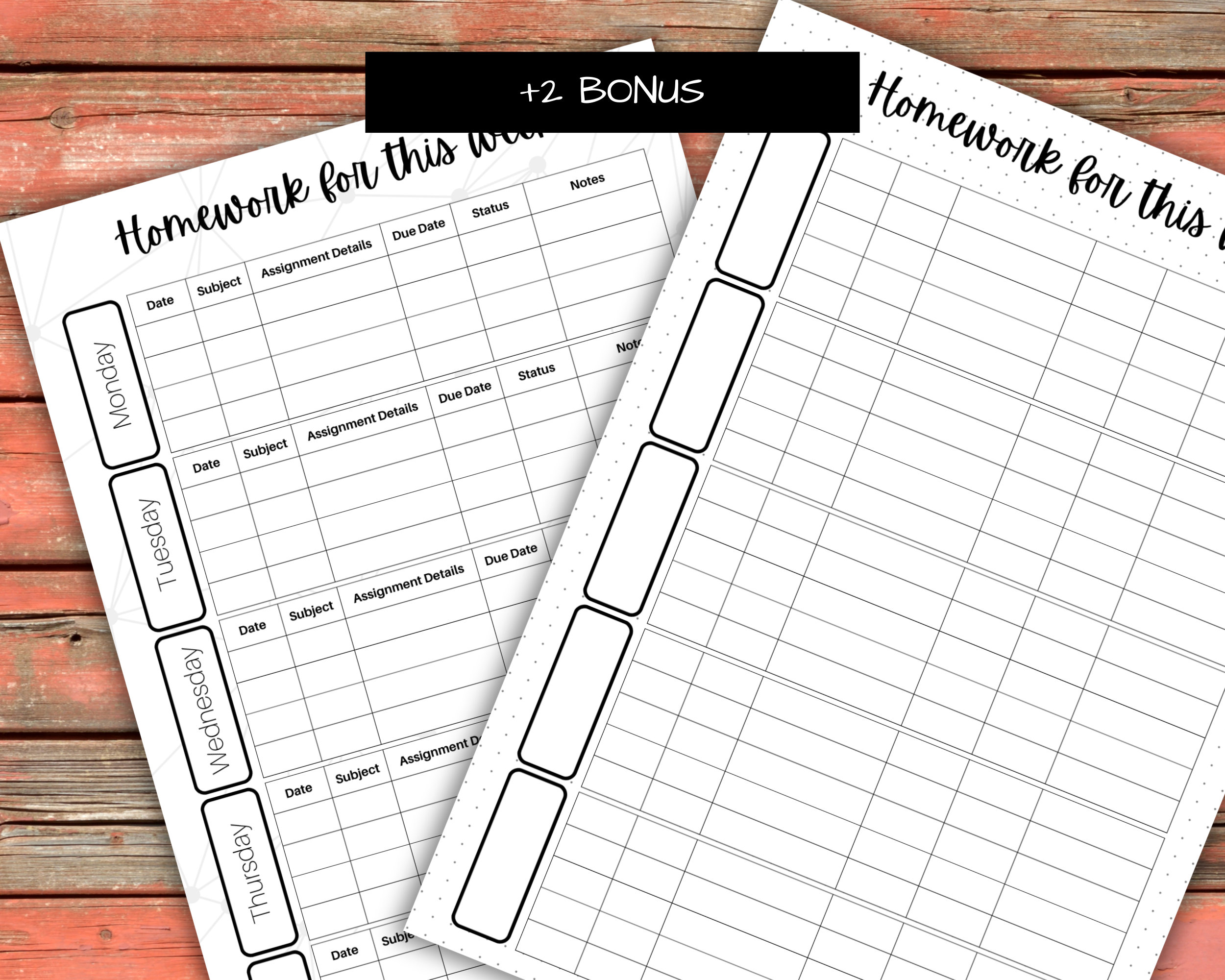 Printable Homework Tracker - Student Planner, Journal Page - Weekly ...