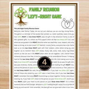 Family Reunion Left Right Game Printable - Pass the Gift Poem Game, Fun Icebreaker for Kids and Adults, Family Party Activity