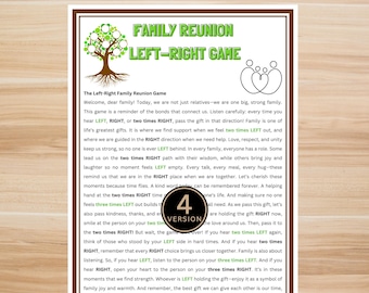 Family Reunion Left Right Game Printable - Pass the Gift Poem Game, Fun Icebreaker for Kids and Adults, Family Party Activity
