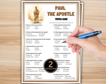 Paul the Apostle Bible Trivia Game Printable, Saul Conversion Quiz for Kids & Adults, Sunday School Activity, New Testament Game, Homeschool
