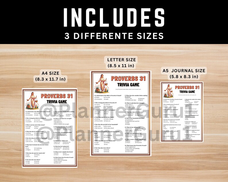 Proverbs Games Proverbs 31 Trivia Game Printable, Virtuous Woman Bible Quiz for Kids ...