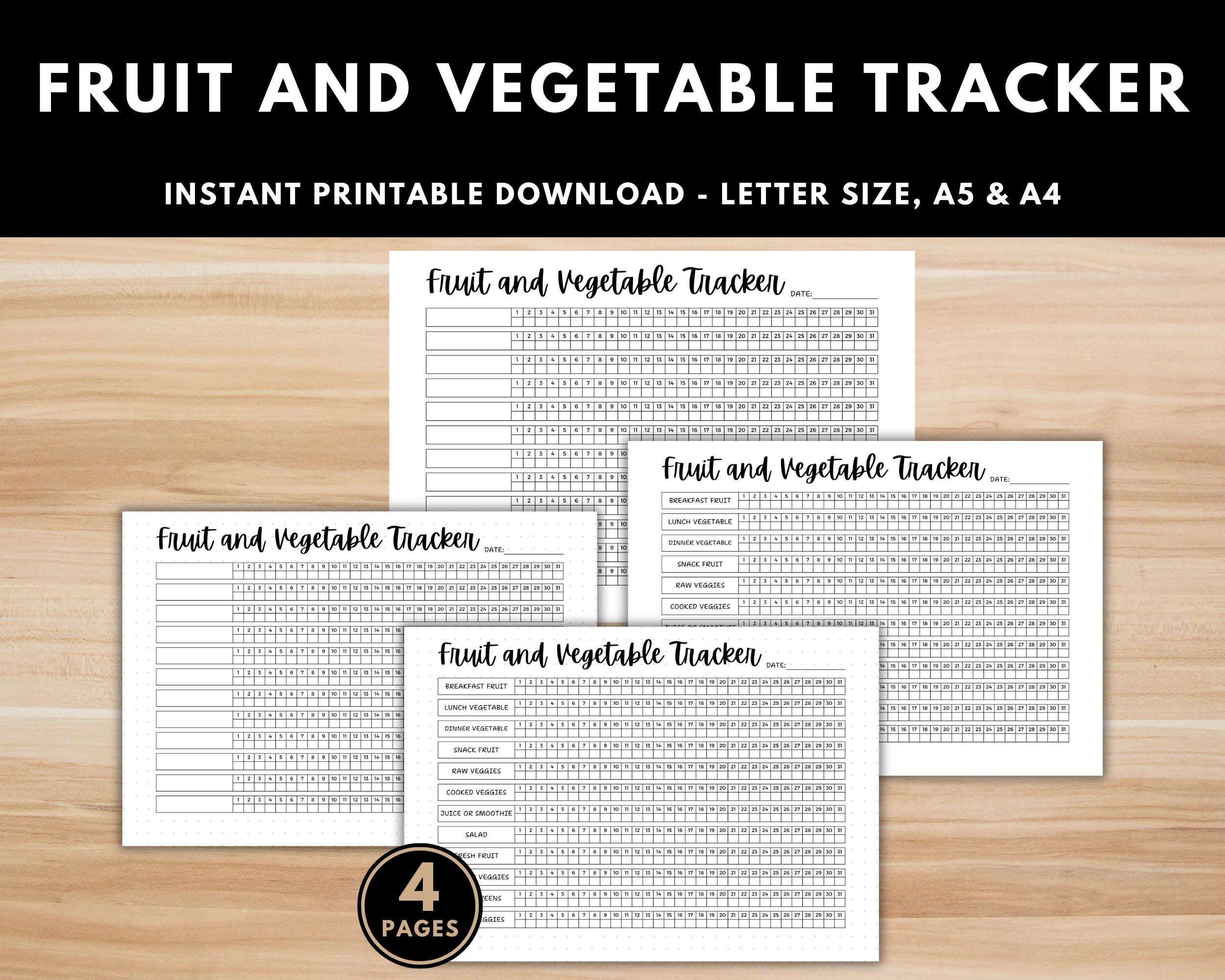 Fruit and Vegetable Tracker - Printable Journal Page - Health & Food ...
