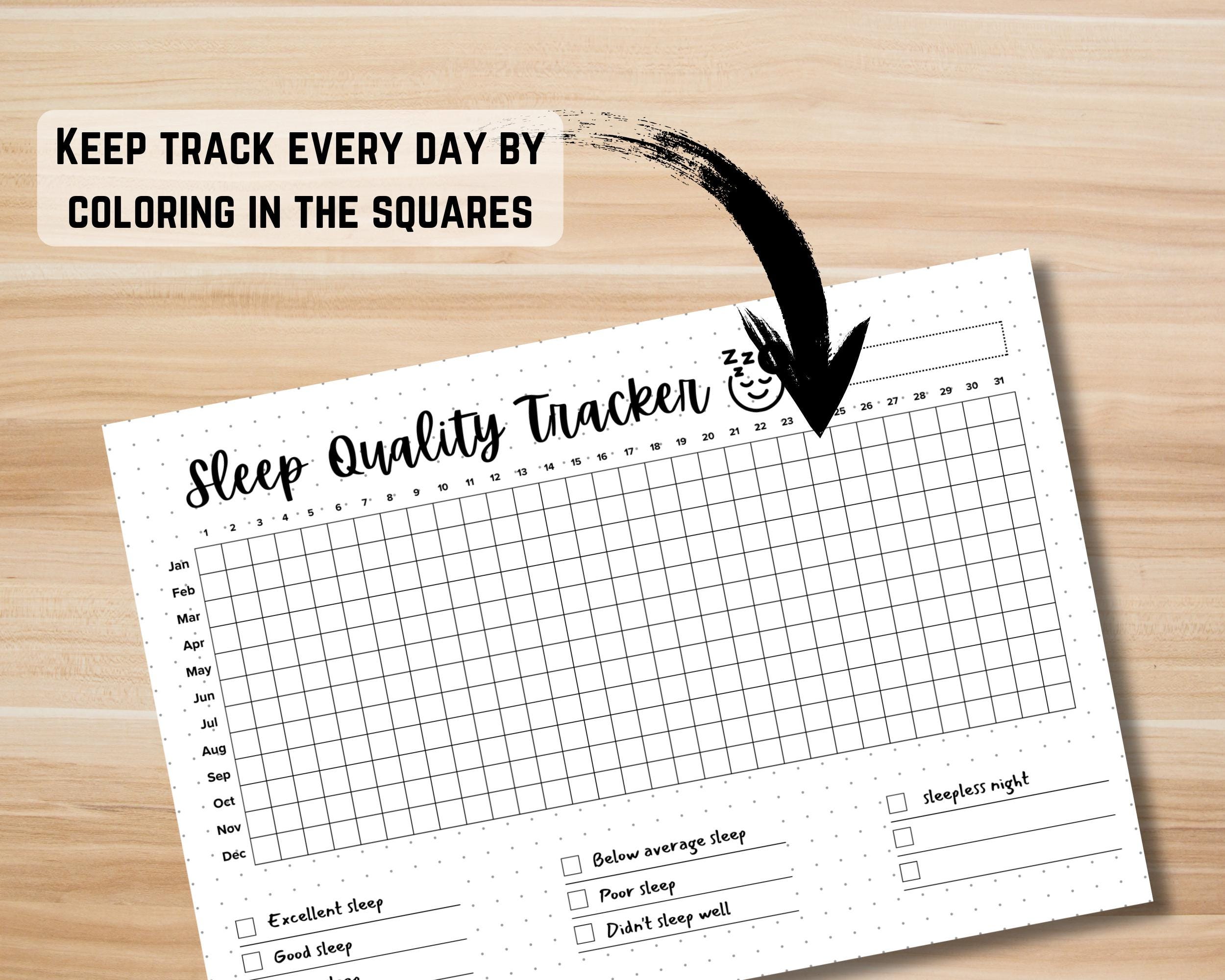 Yearly Sleep Quality Tracker - Printable Sleep Log Journal Page ...