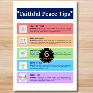 Christian Peace Tips | Scripture Study Guide | Faith-Based Anxiety Reset | Devotional Printable | Instant Download