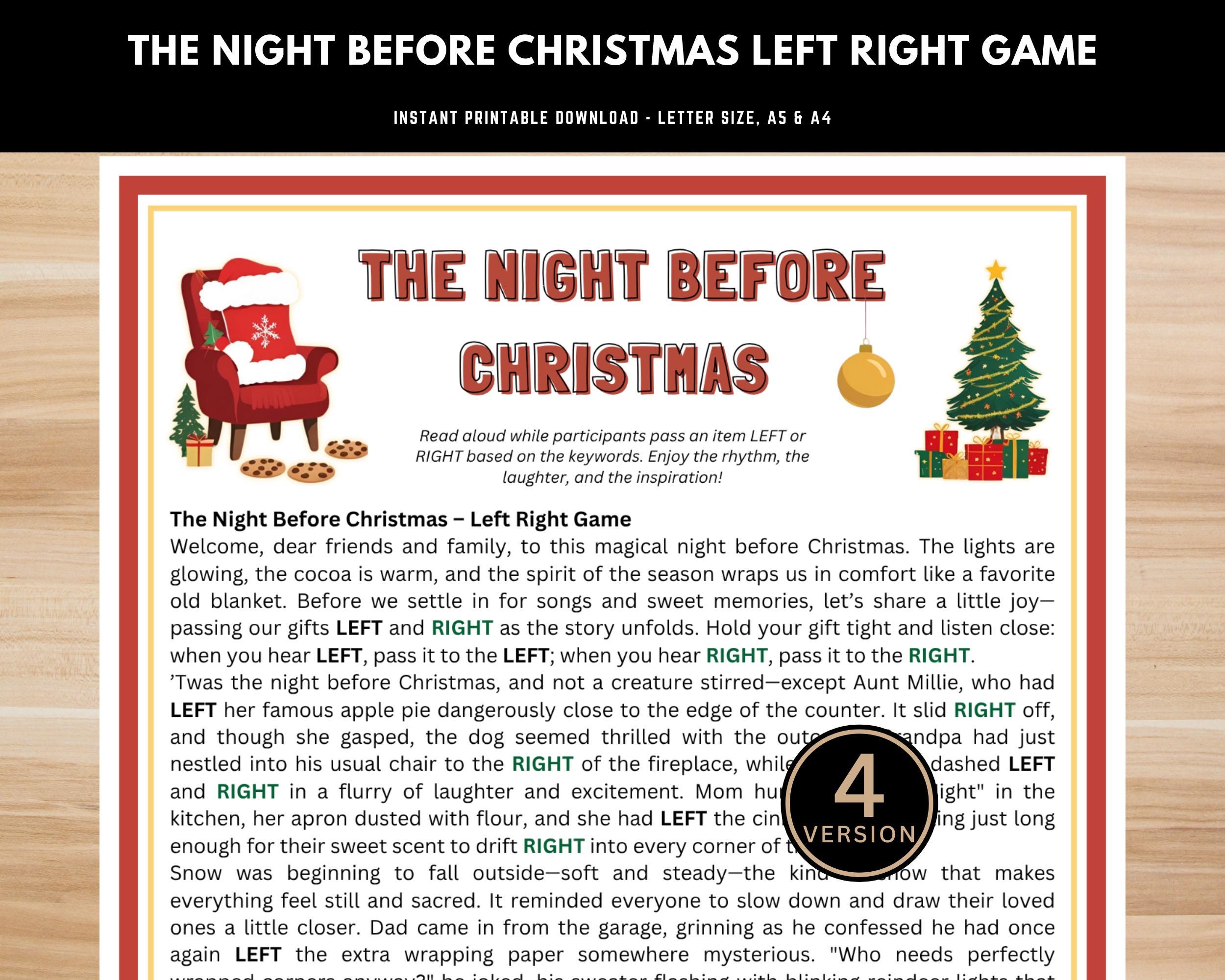 die nacht vor weihnachten links rechts spiel | weihnachtsparty