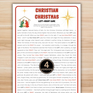 Christian Christmas Left Right Game Printable • Bible Story Gift Exchange Game • Nativity Party Game for Church Family and Youth Group