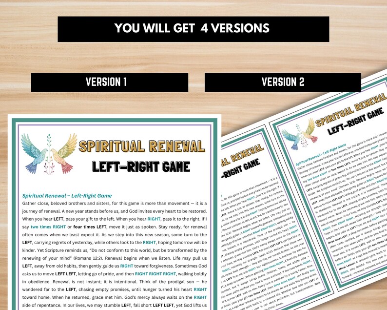 Christian Left Right Game Printable – New Year Spiritual Renewal Bible ...