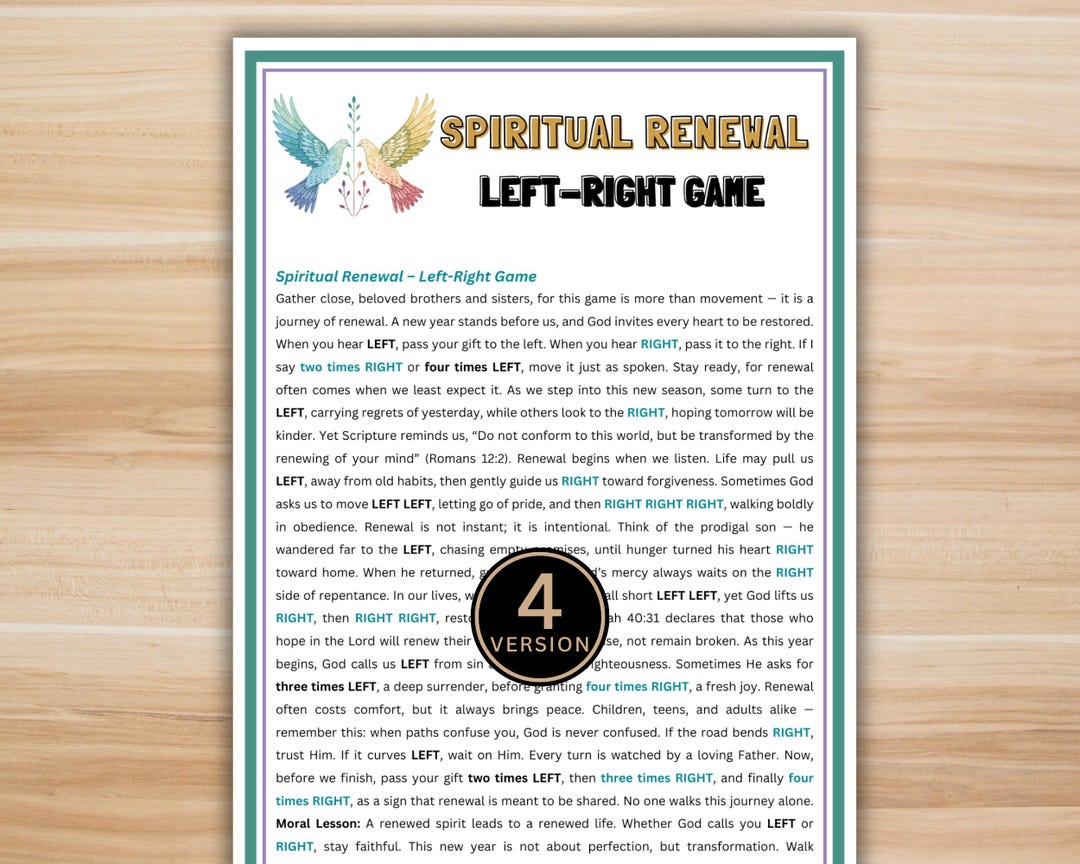Christian Left Right Game Printable – New Year Spiritual Renewal Bible ...