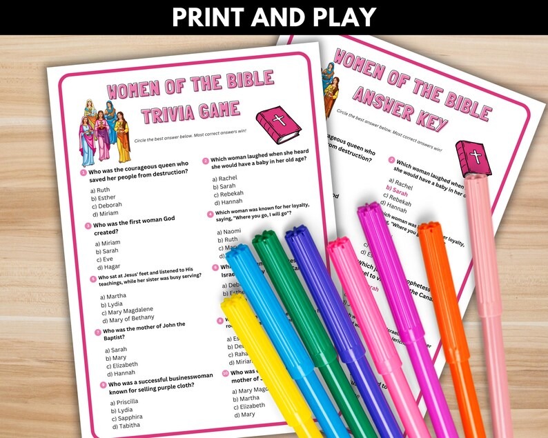 Women of the Bible Trivia Game - Printable Christian Game for Church ...