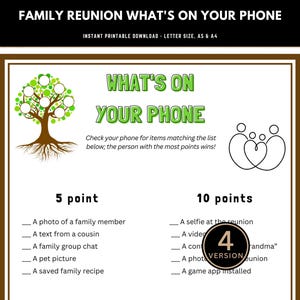 Family Reunion What’s On Your Phone Game – Printable Party Activity, Icebreaker, Instant Download, Family Gathering Game