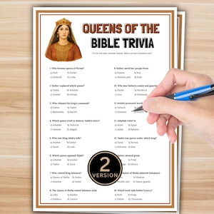 Queens of the Bible Trivia Game Printable, Christian Bible Study Game for Womens Retreat Church Group Scripture Activity