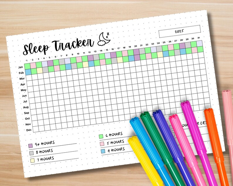 Sleep Tracker Yearly Printable - Bullet Journal Sleep Log - Track Sleep ...