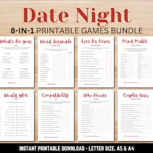 Date Night Games Bundle Printable | Couples Games for Weddings, Anniversaries, and Date Nights | Fun Digital Download Activities for Adults