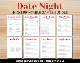 Date Night Games Bundle Printable | Couples Games for Weddings, Anniversaries, and Date Nights | Fun Digital Download Activities for Adults