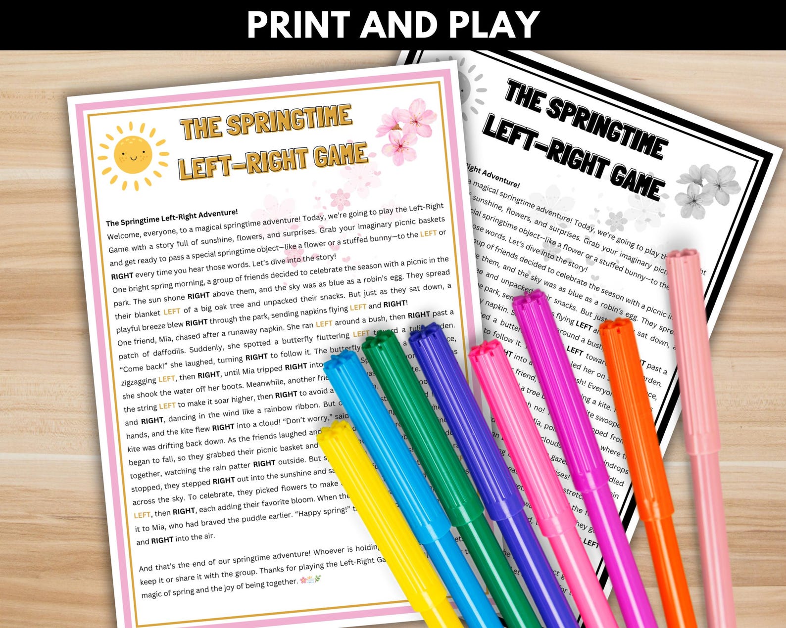 Spring Left Right Game | Fun Printable Spring Party Game | Pass the ...