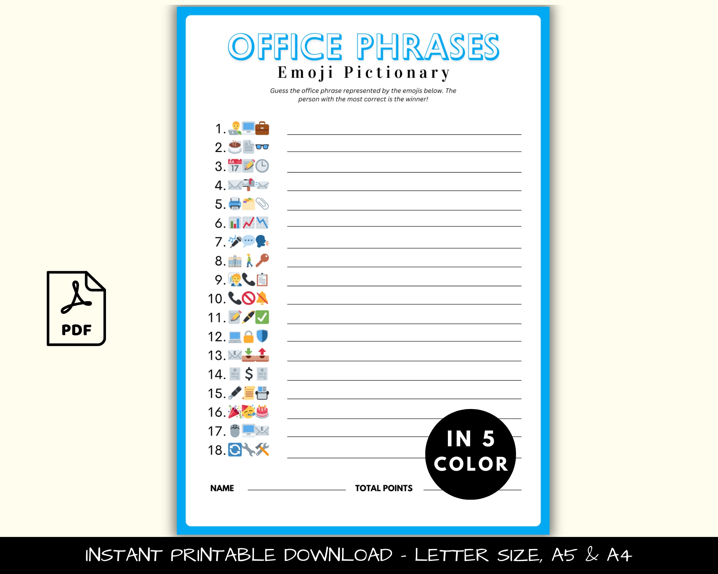 Office Emoji Pictionary Game | Work Party Game | Office Team Building ...