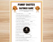 Funny Quotes Sayings Game, Funny Party Game Printable, Adult Game Night Activity, Icebreaker Game, Friends Family Games, Instant Download