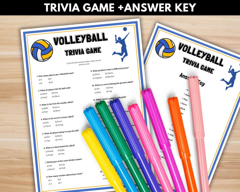 Volleyball Trivia Game – Printable Sports Party Game – Kids and Adults ...