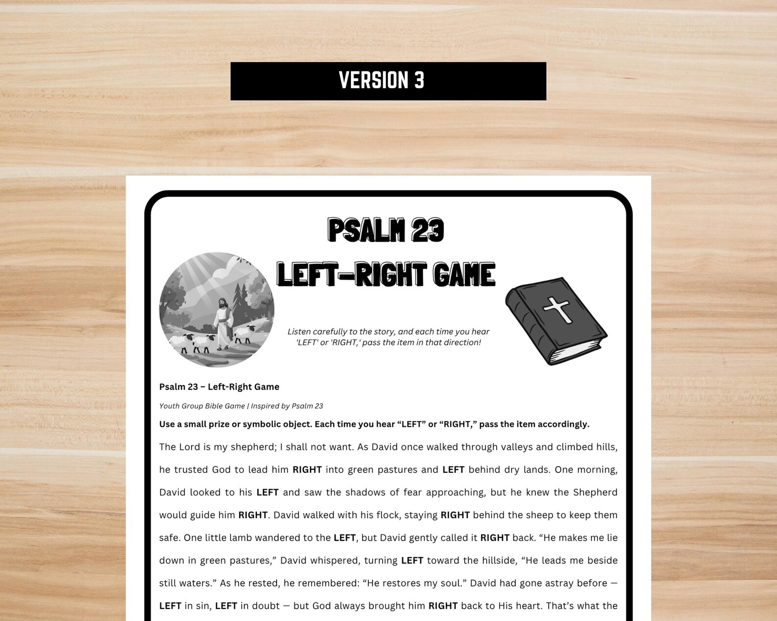 Psalm 23 Left Right Game Printable – Bible Study Activity – Christian ...