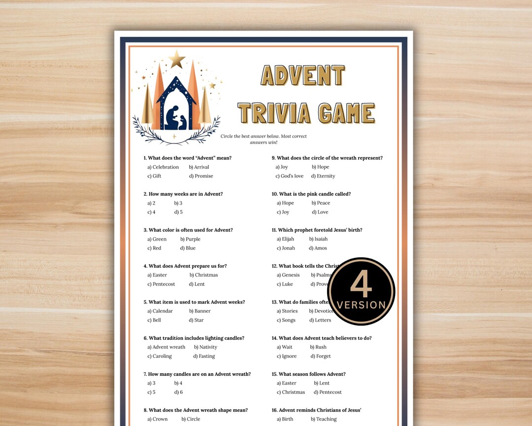 Advent Trivia Game Printable | Christian Christmas Bible Trivia for ...