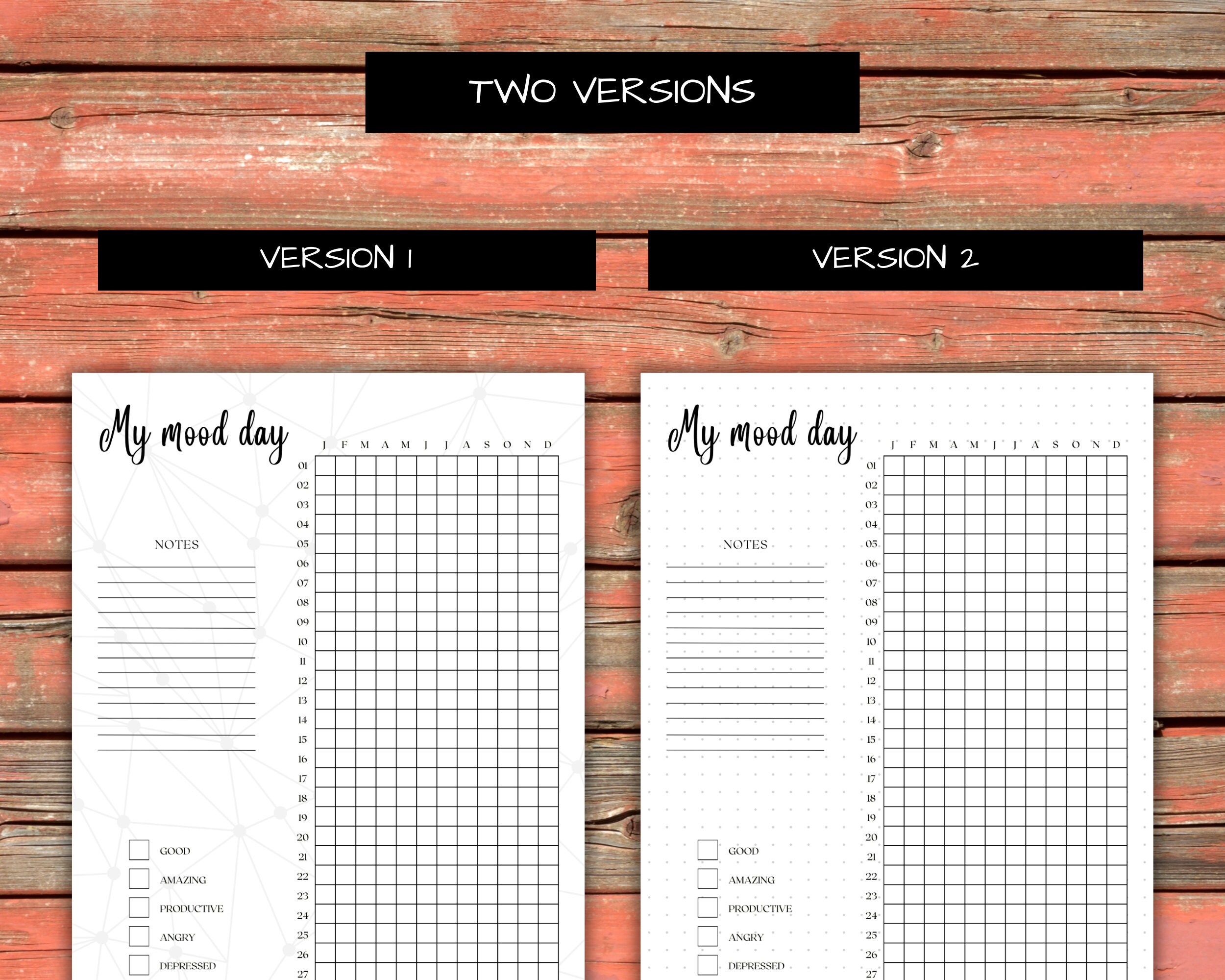 Printable Bullet Journal Mood Tracker Template - A5 Daily Tracker Page ...