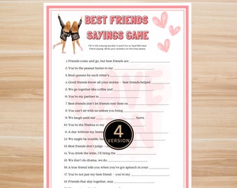 Best Friends Sayings Game, Funny Printable Friendship Game, Girls Night Party Game | Bachelorette Activity | Bestie Quotes Fill in the Blank