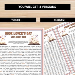 Printable book club game – Left Right story for readers, fun literary party icebreaker, PDF instant download