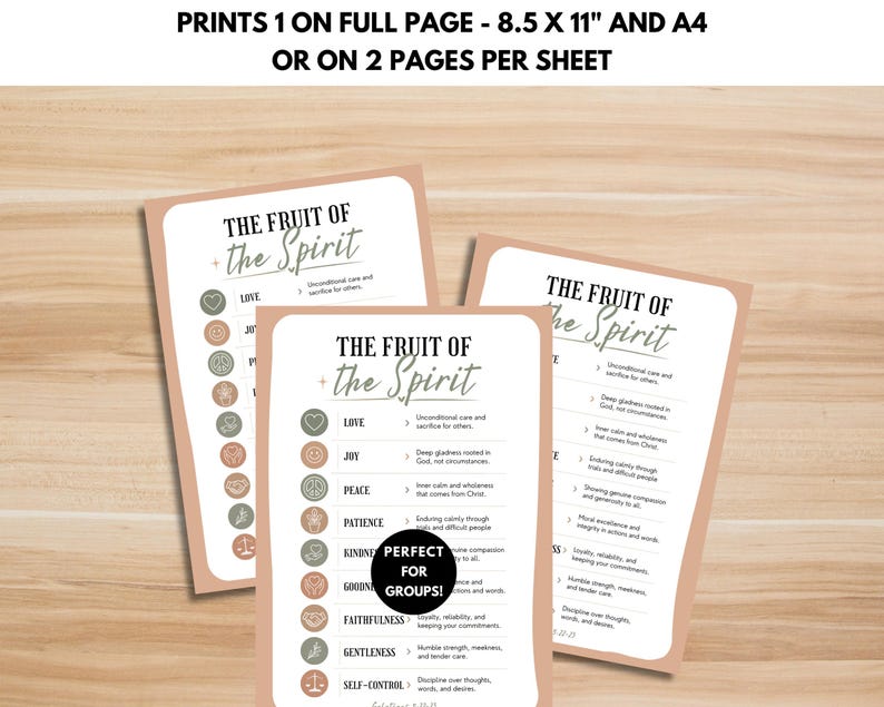 Fruit of the Spirit Printable Bible Study Guide, Galatians 5 Sunday ...