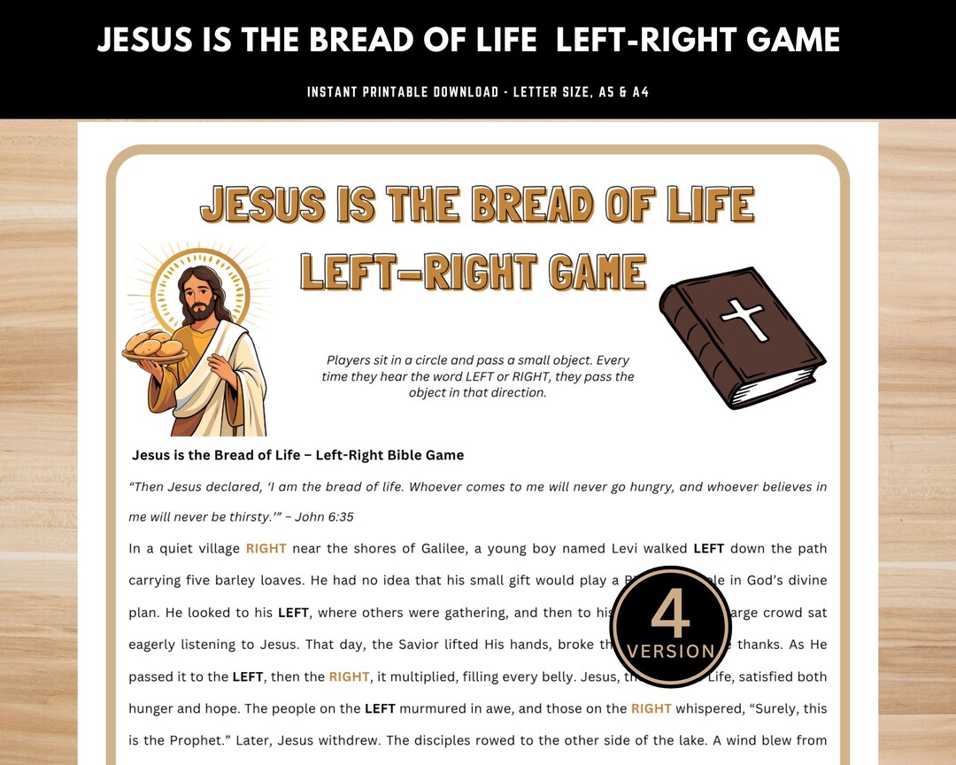 Jesus is the Bread of Life Left Right Game | Bible Party Game ...