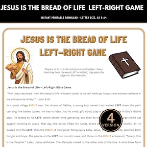 Jesus Is the Bread of Life Left Right Game | Bible Party Game | Christian Gift Exchange | Sunday School | Church Group Activity