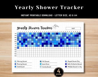Shower Tracker Printable - Daily Hygiene Log, Bathroom Routine Chart, Self Care Planner, Kids and Family Shower Schedule, Habit Tracker