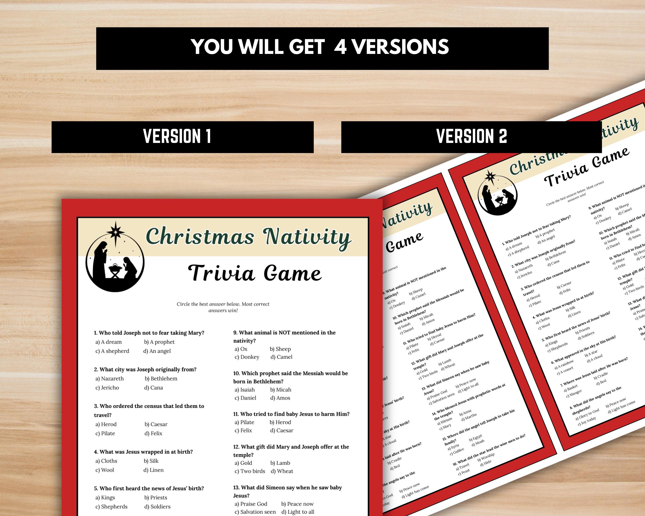 Christmas Nativity Trivia Game | Printable Bible Christmas Game ...