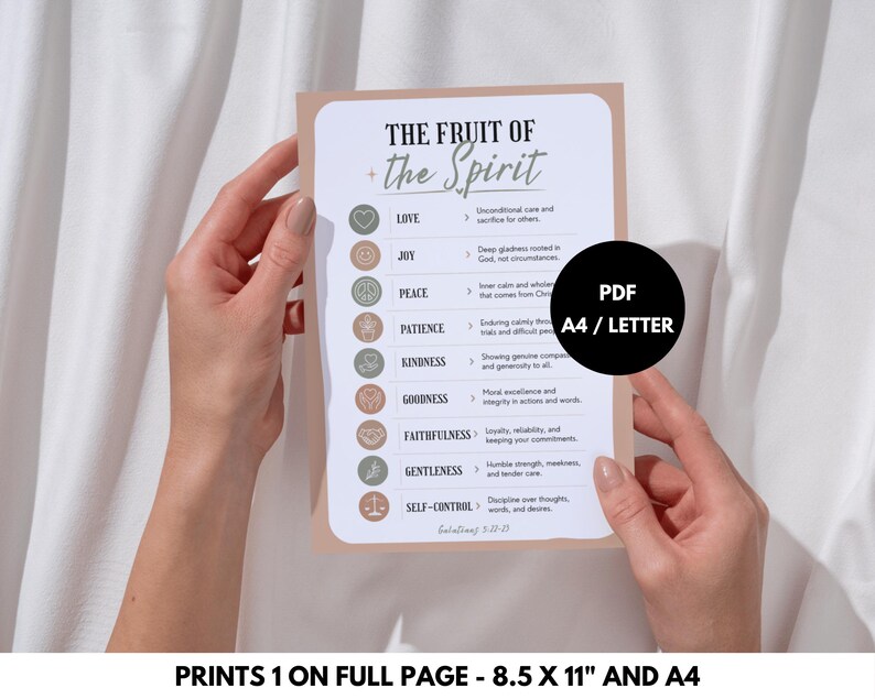 Fruit of the Spirit Printable Bible Study Guide, Galatians 5 Sunday ...