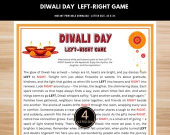 Diwali Left Right Game Printable – Pass the Gift Story, Instant Download PDF, Diwali Party Game for Family, Kids, Adults, Office and School