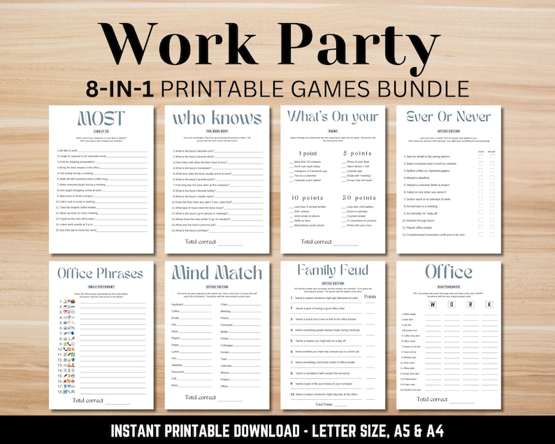 Work Party Games Bundle | Printable Office Games for Team Building ...