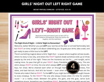 Girls' Night Out Left Right Game - Fun Printable Party Game for Ladies' Night, Bachelorette Party, Women's Night In, Gift Exchange Game