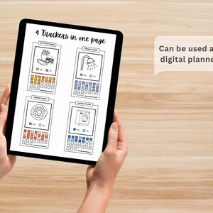 Combined 4-in-1 habit tracker page with blank background, can be used as a digital plannel