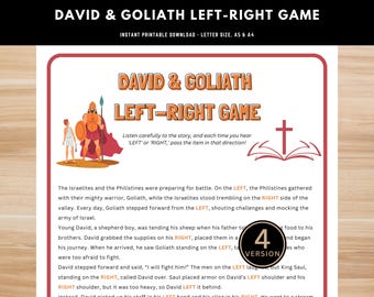 David and Goliath Game left-right game - Printable Bible Study and Church Party Game - Christian Group Activities