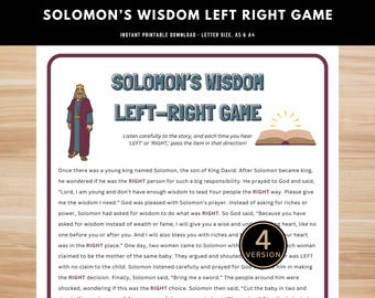 La Sabiduría de Salomón Juego Izquierda Derecha | Estudio Bíblico Imprimible | Juegos de escuela dominical | Actividades de grupos juveniles | Juegos de la Iglesia | Pasa el juego de premios